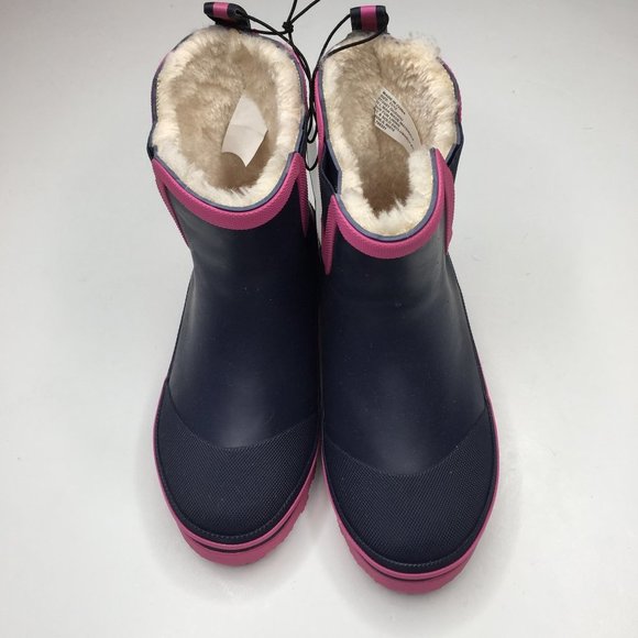Lily & Dan girl's faux fur lined rain boots. NWT in navy and pink. - Picture 2 of 7